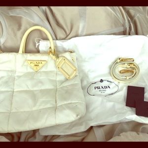 Prada Crispy Nylon Crossbody in Bianco
